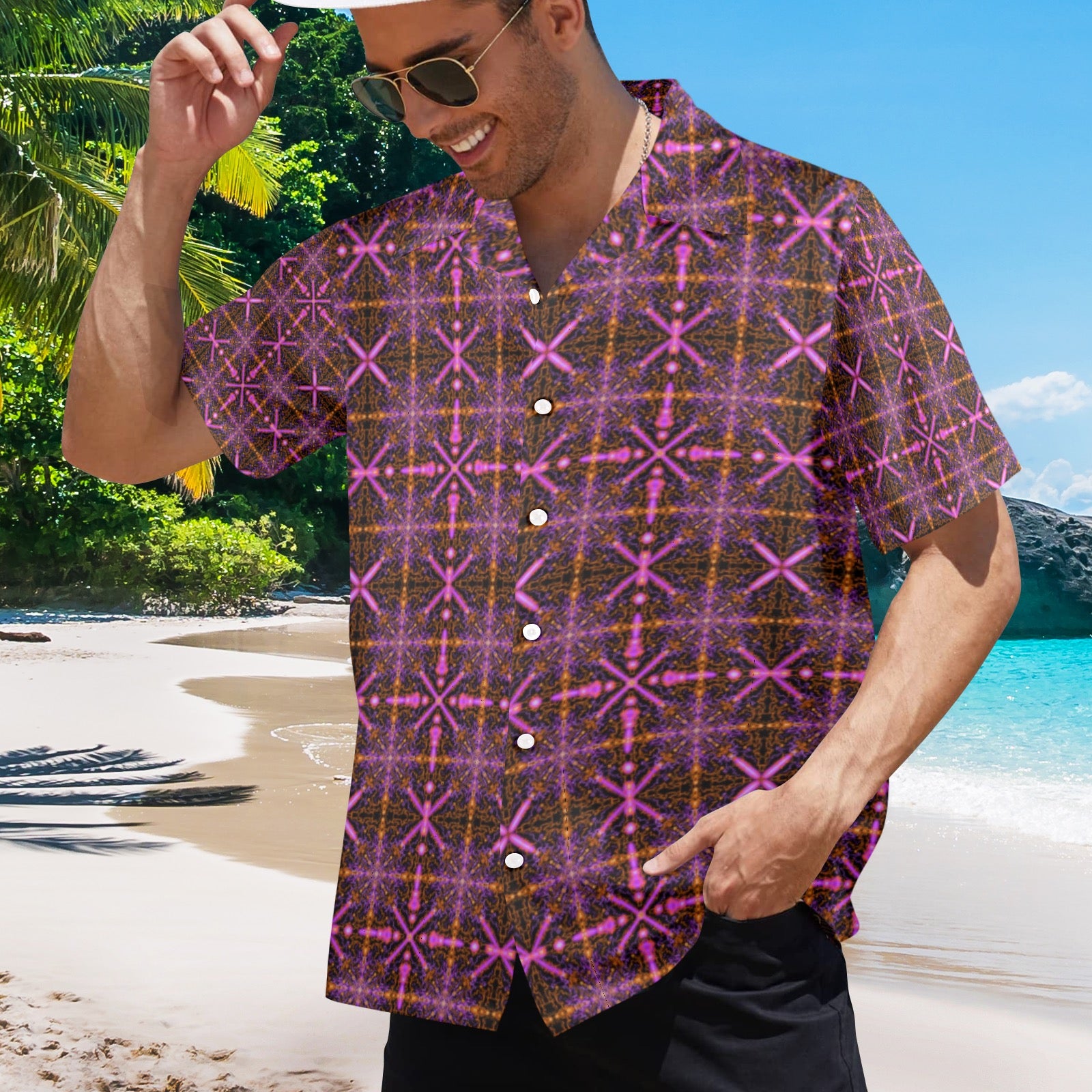 Men's All Over Print Hawaiian Shirt Made In USA Ships to USA Only