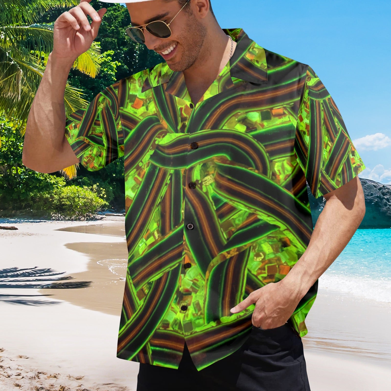 Men's All Over Print Hawaiian Shirt Made In USA Ships to USA Only