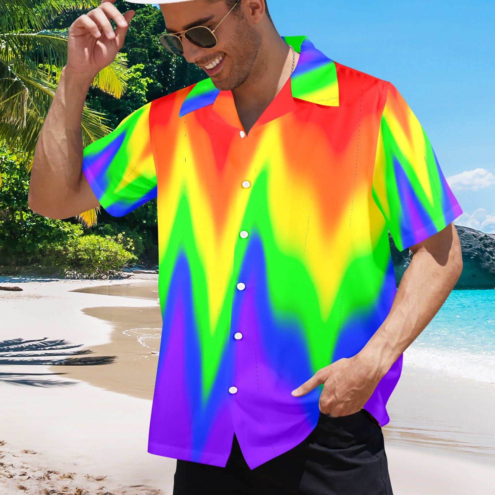 Men's All Over Print Hawaiian Shirt Made In USA Ships to USA Only