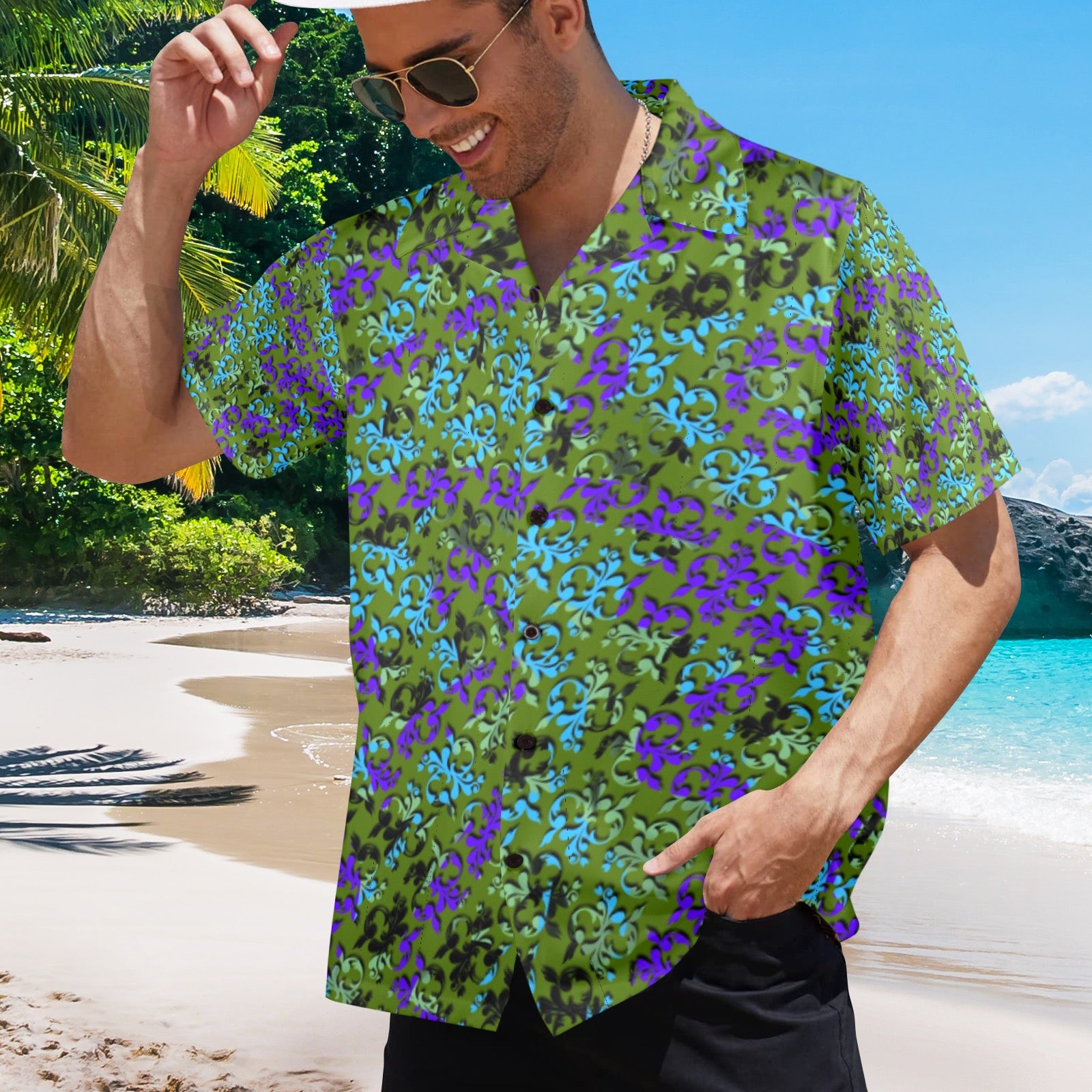 Men's All Over Print Hawaiian Shirt Made In USA Ships to USA Only