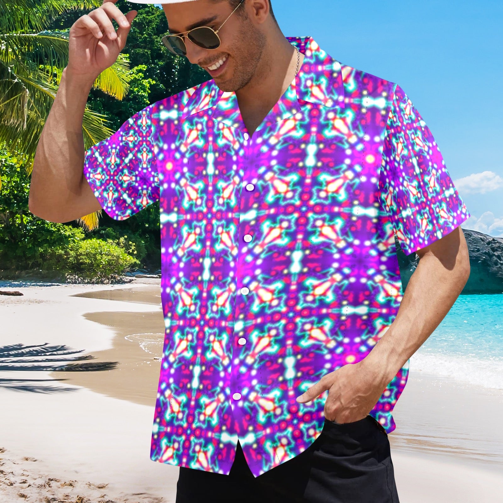 Men's All Over Print Hawaiian Shirt Made In USA Ships to USA Only