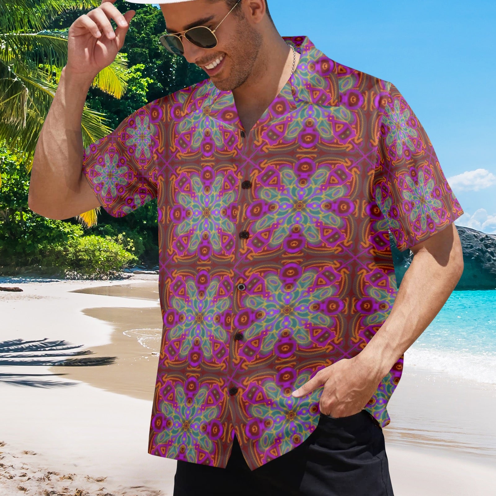 Men's All Over Print Hawaiian Shirt Made In USA Ships to USA Only