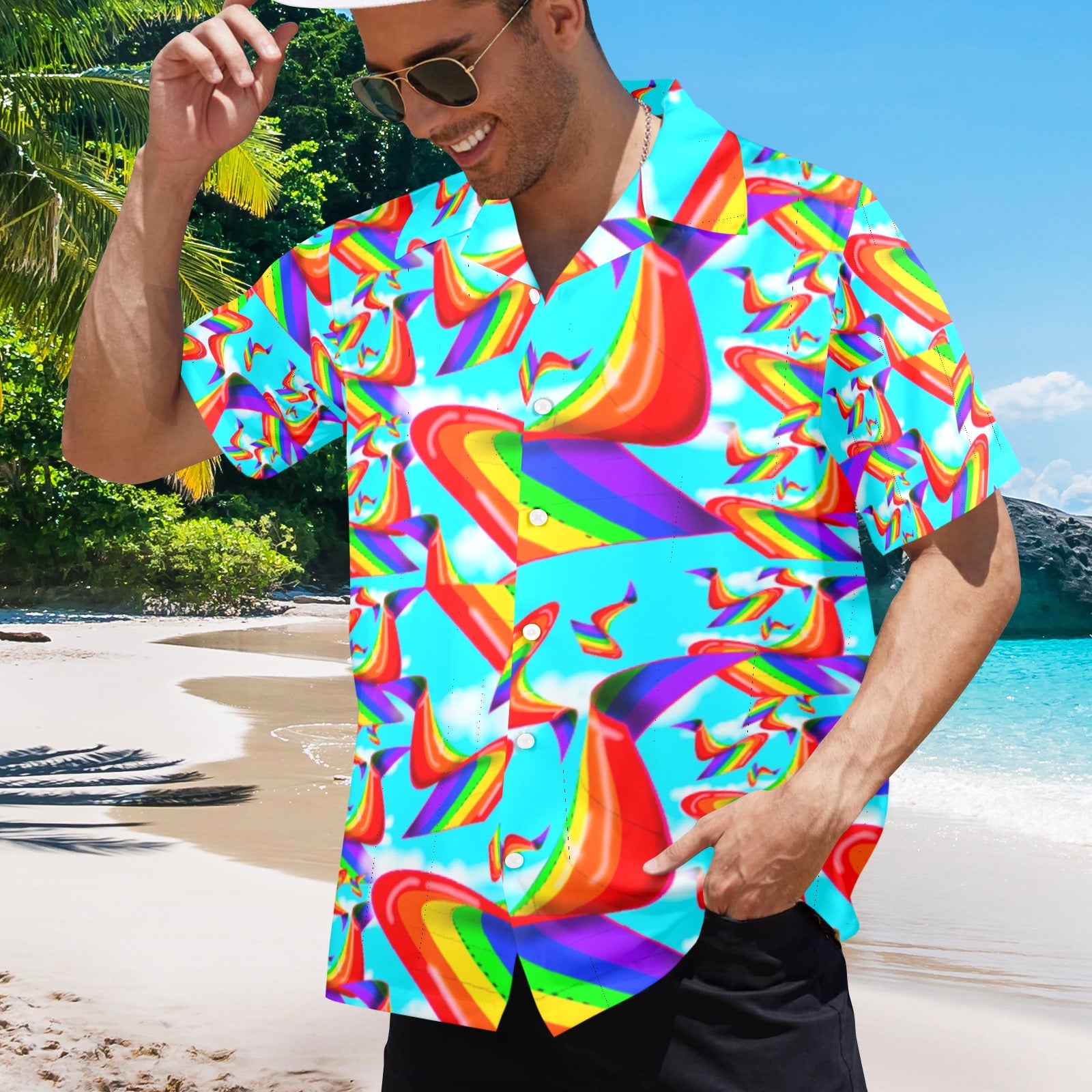 Men's All Over Print Hawaiian Shirt Made In USA Ships to USA Only