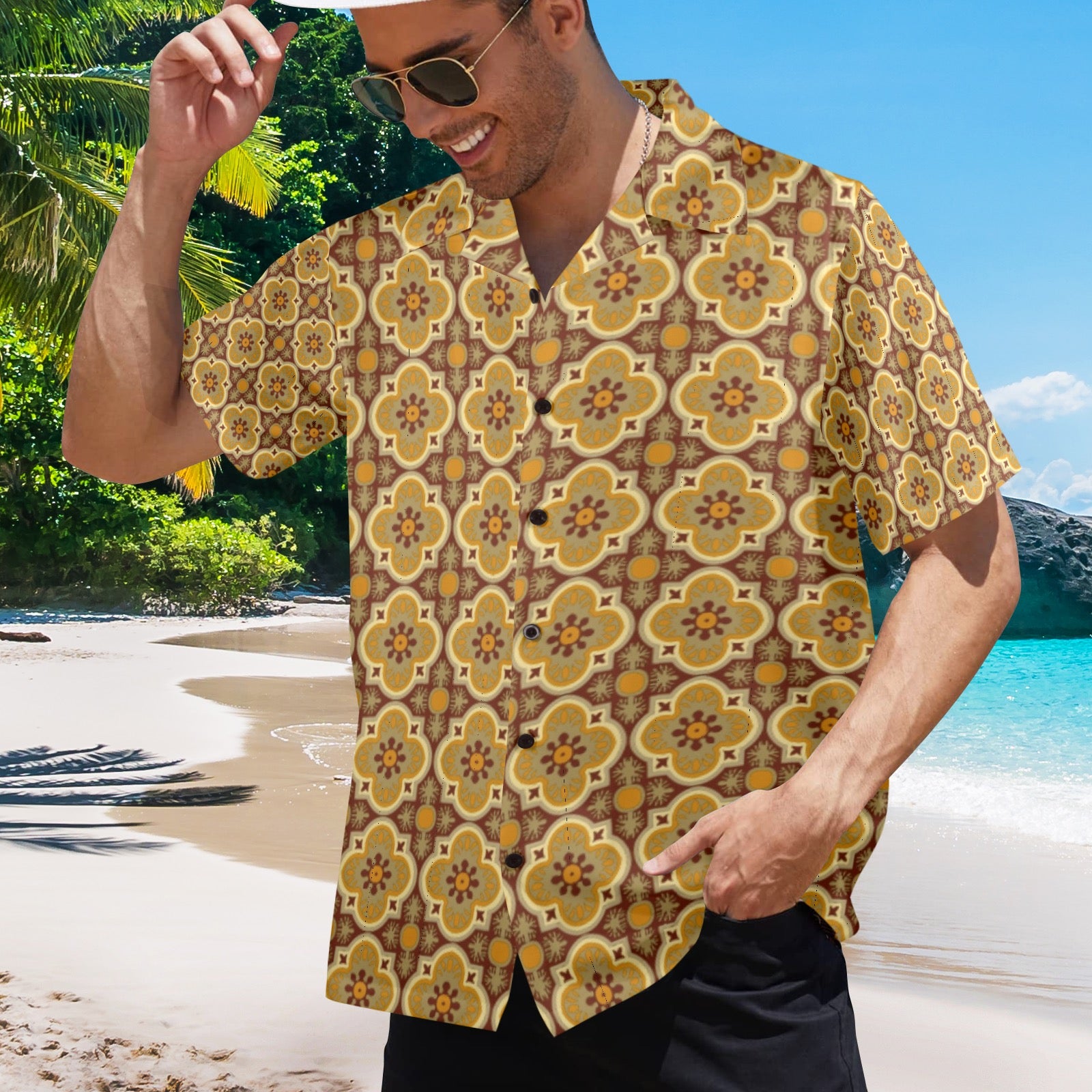 Men's All Over Print Hawaiian Shirt Made In USA Ships to USA Only