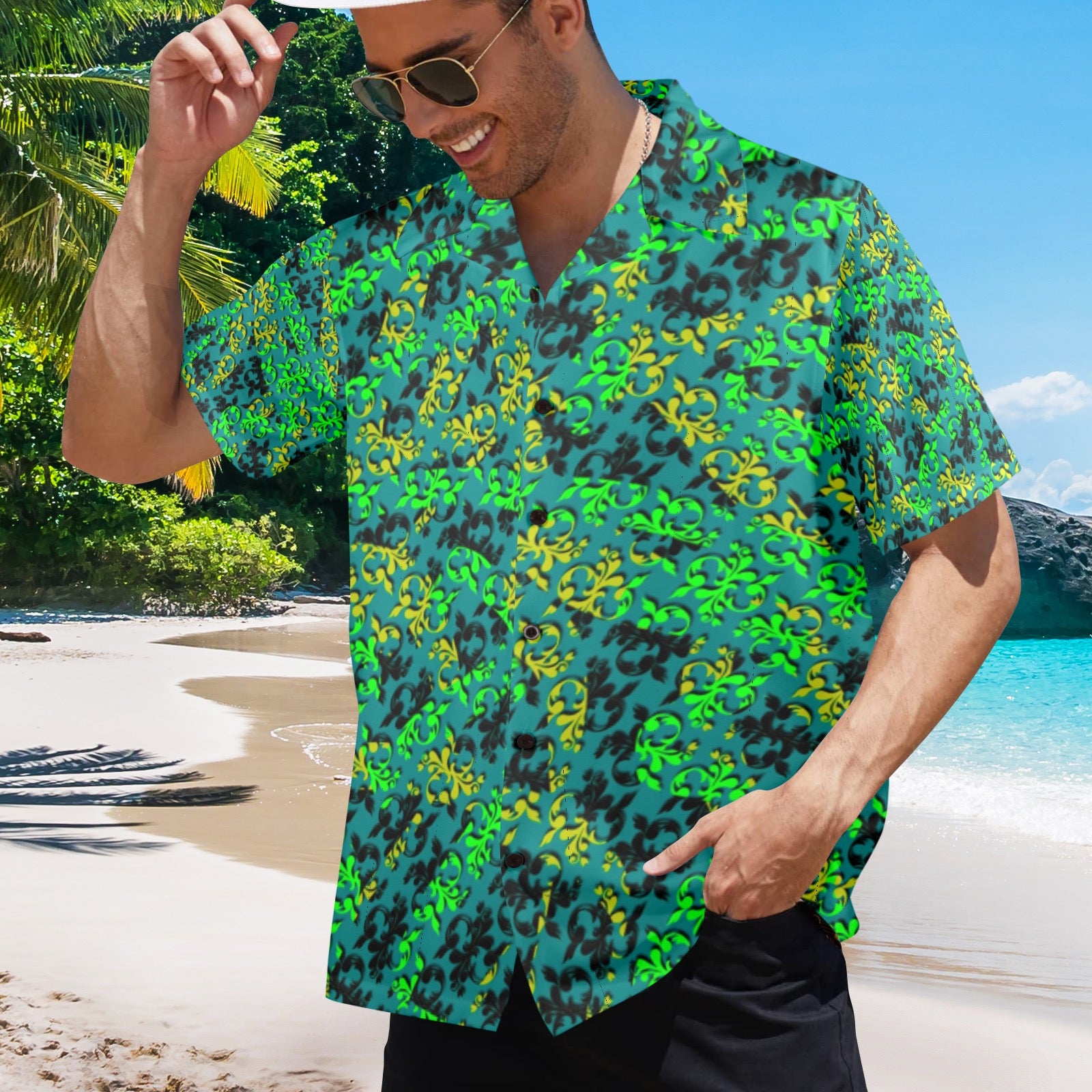 Men's All Over Print Hawaiian Shirt Made In USA Ships to USA Only