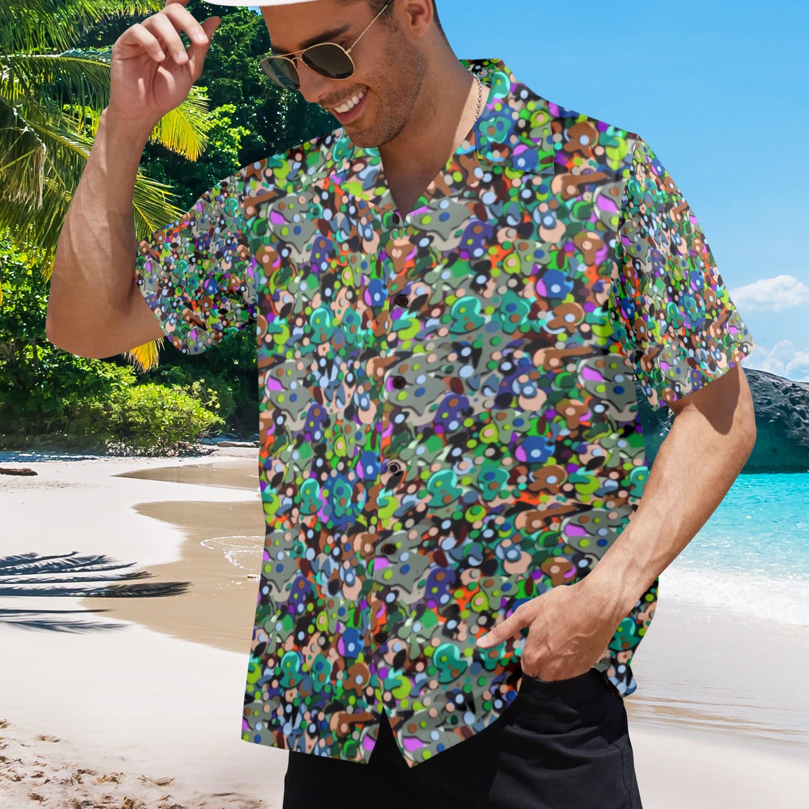 Men's All Over Print Hawaiian Shirt Made In USA Ships to USA Only