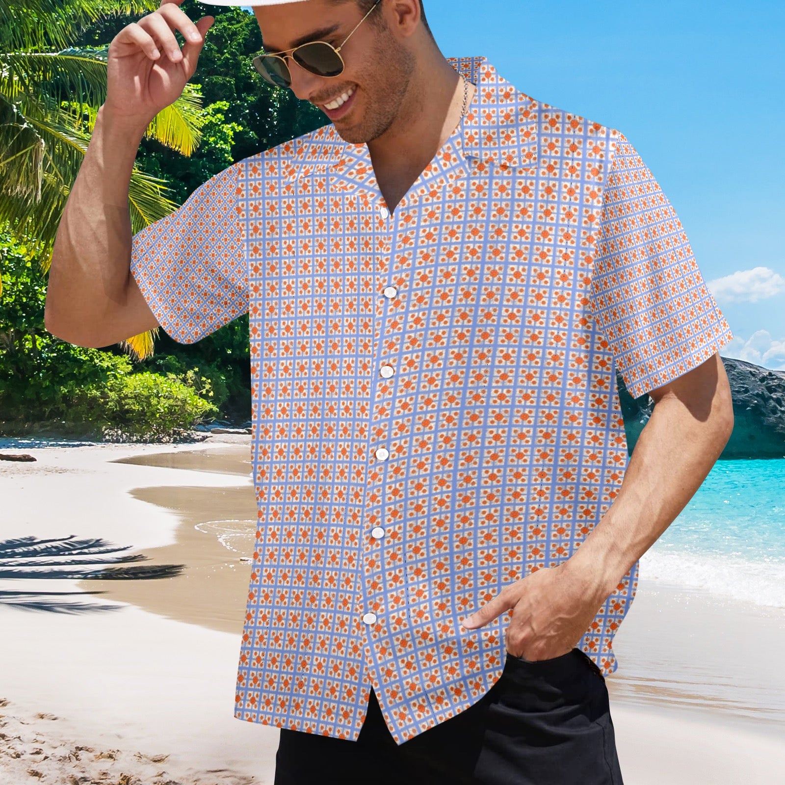 Men's All Over Print Hawaiian Shirt Made In USA Ships to USA Only Updated