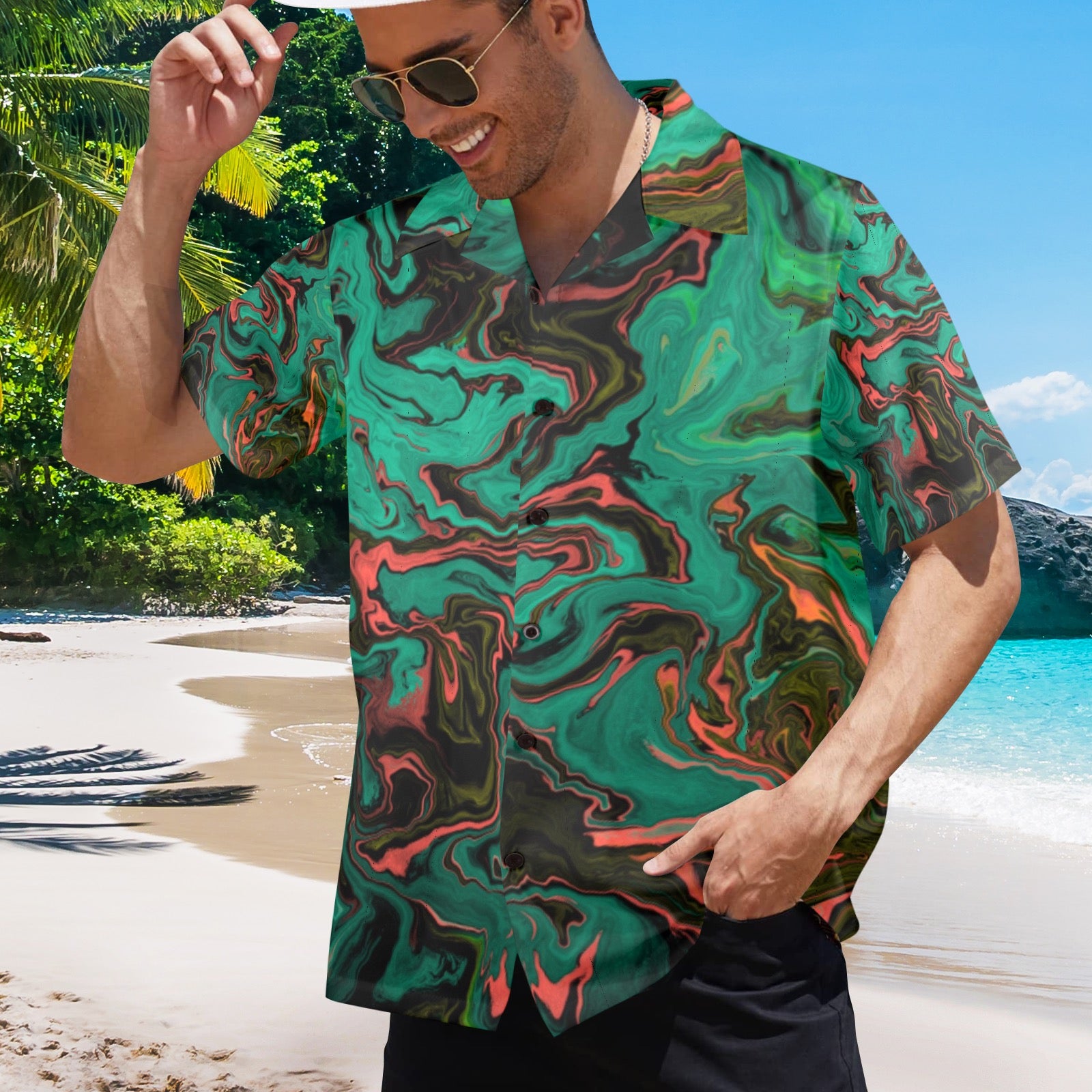 Men's All Over Print Hawaiian Shirt Made In USA Ships to USA Only