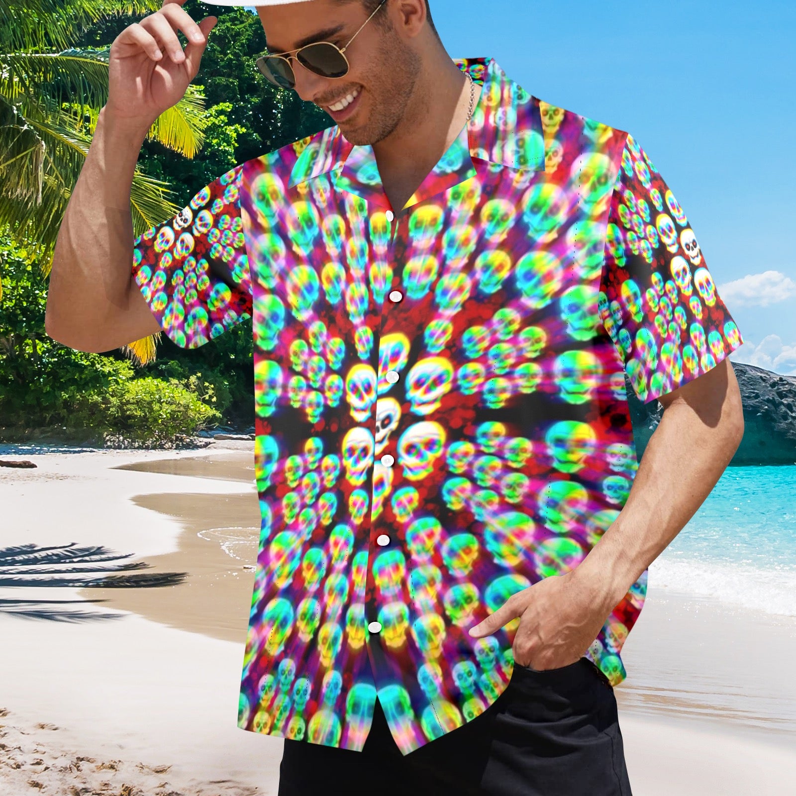 Men's All Over Print Hawaiian Shirt Made In USA Ships to USA Only