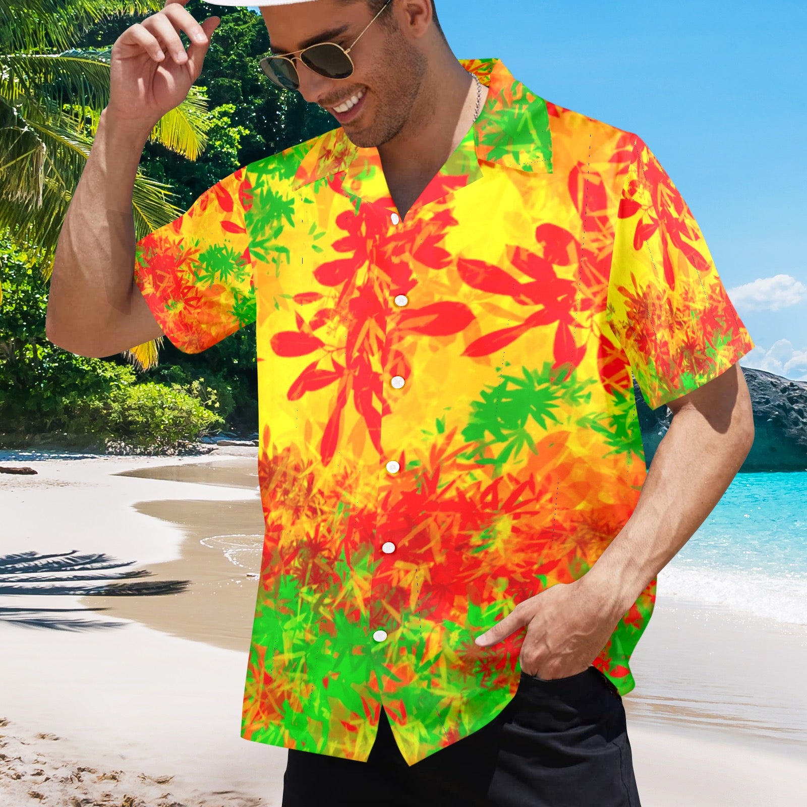 Men's All Over Print Hawaiian Shirt Made In USA Ships to USA Only