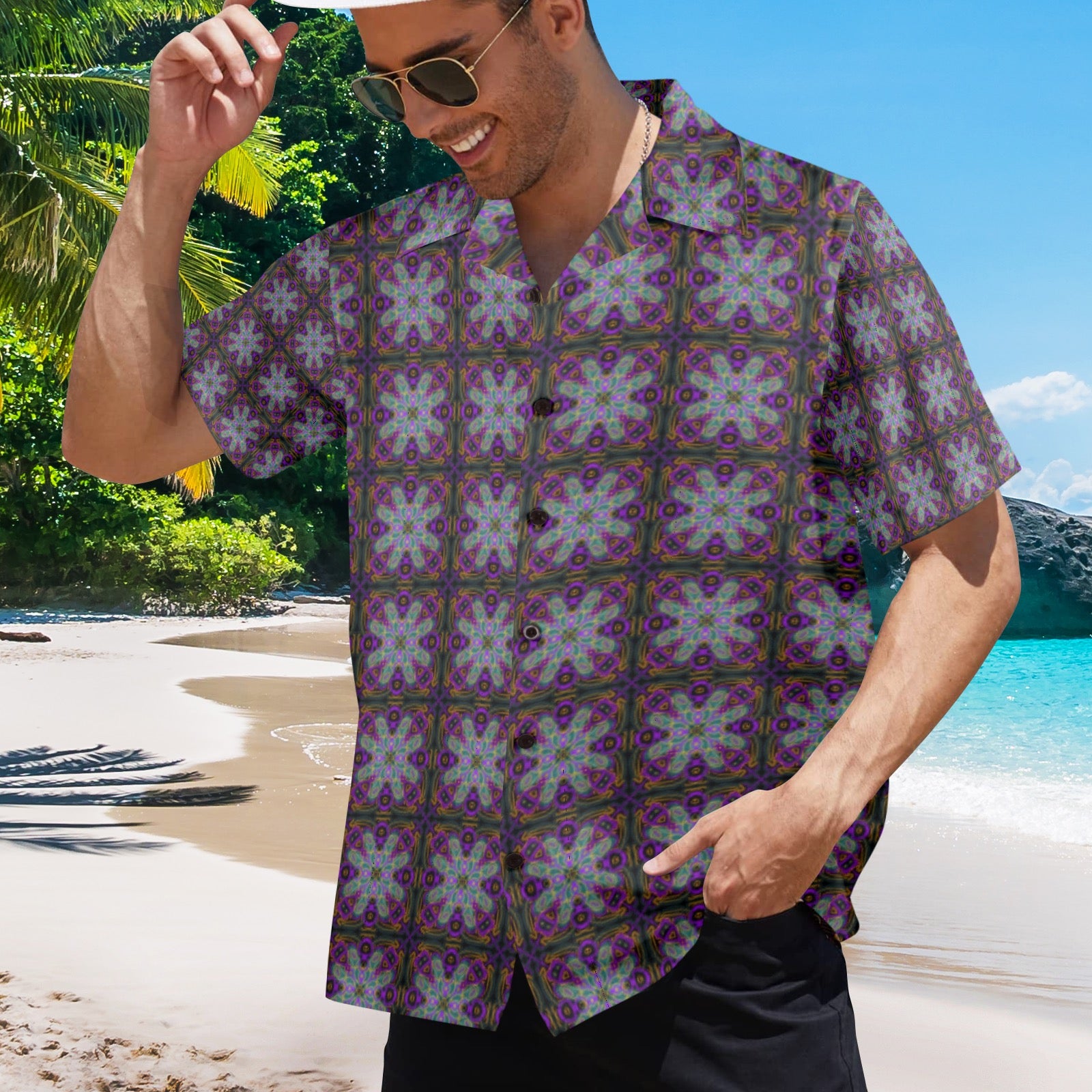 Men's All Over Print Hawaiian Shirt Made In USA Ships to USA Only