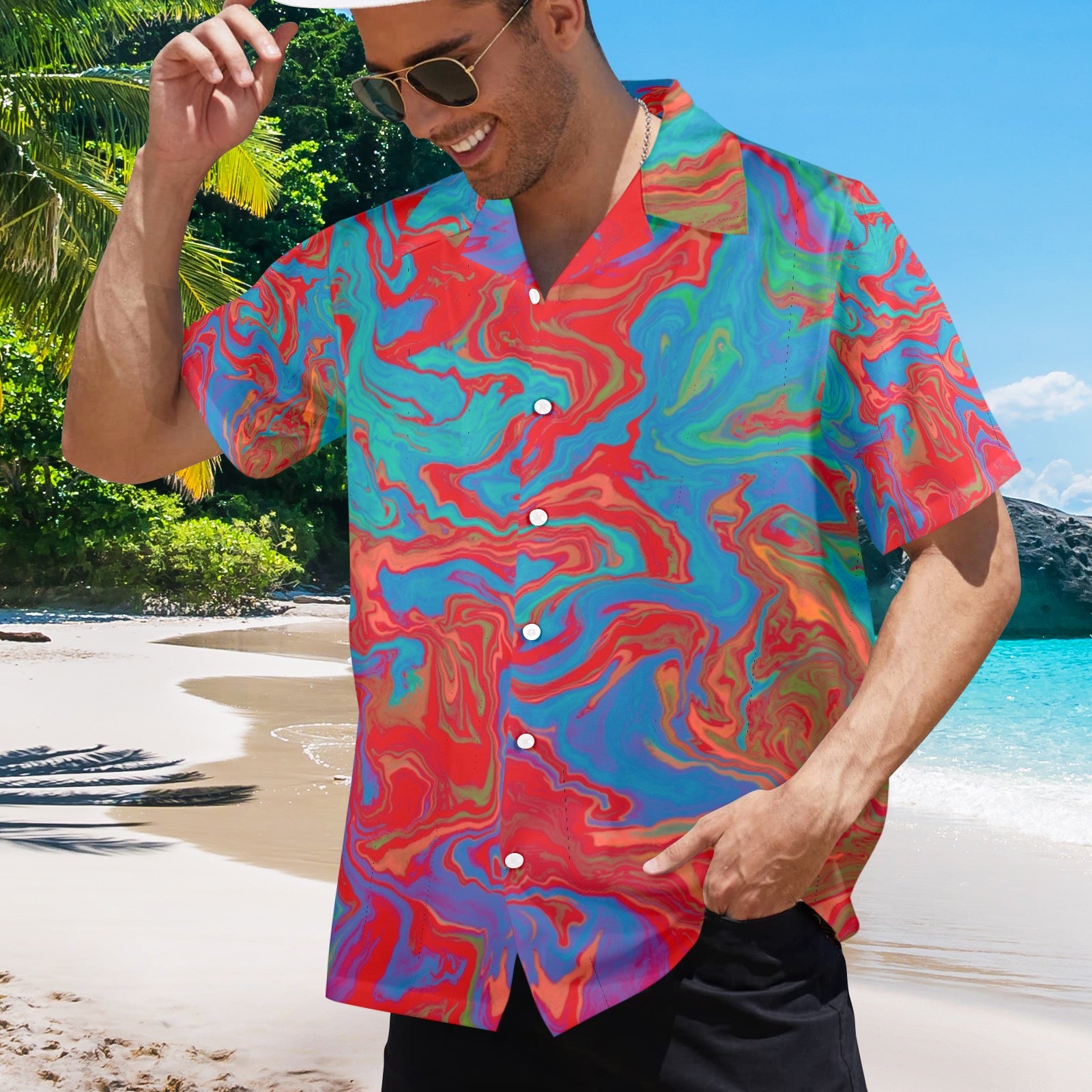 Men's All Over Print Hawaiian Shirt Made In USA Ships to USA Only