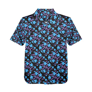 BLUE FLOWERS ON BLACK 2