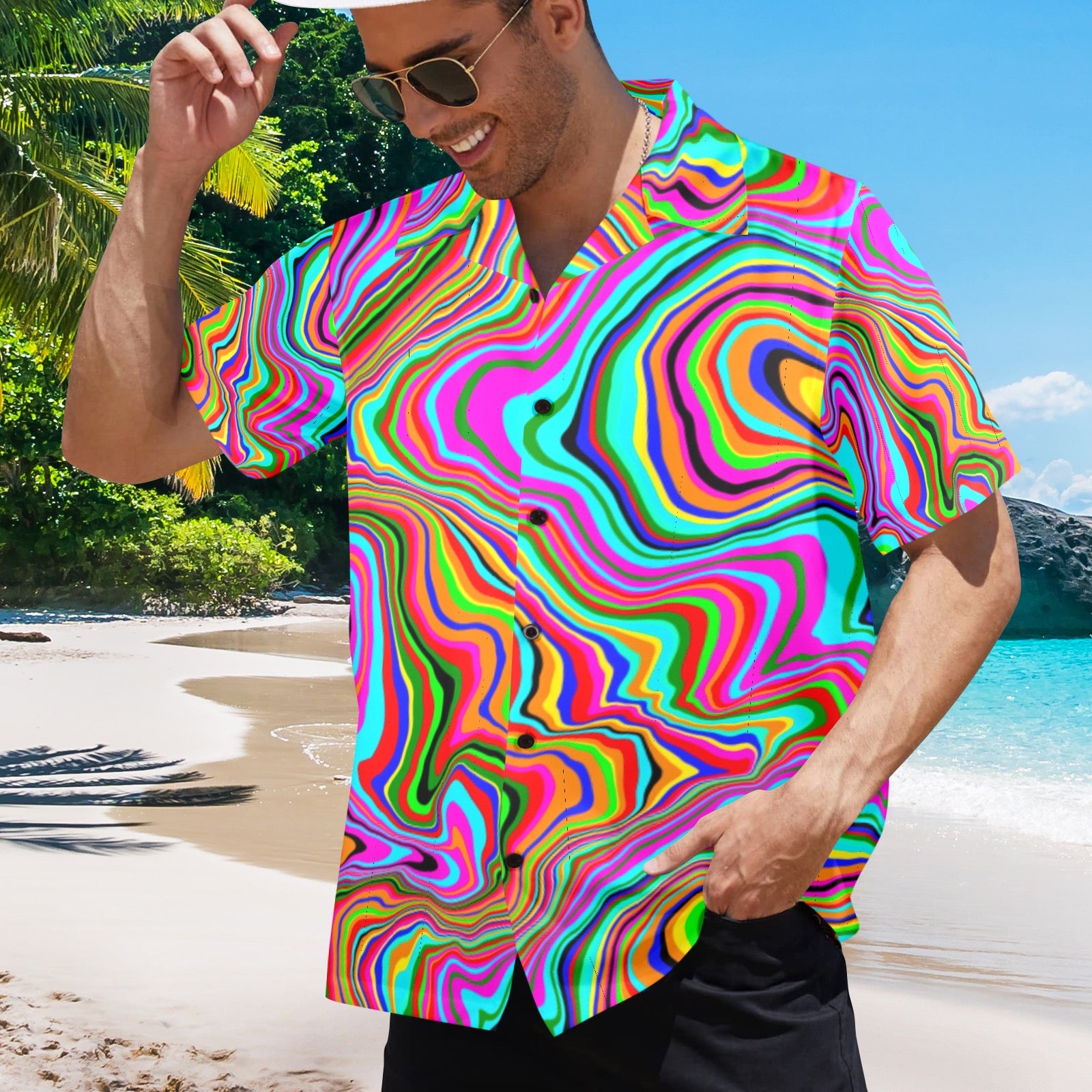 Men's All Over Print Hawaiian Shirt Made In USA Ships to USA Only