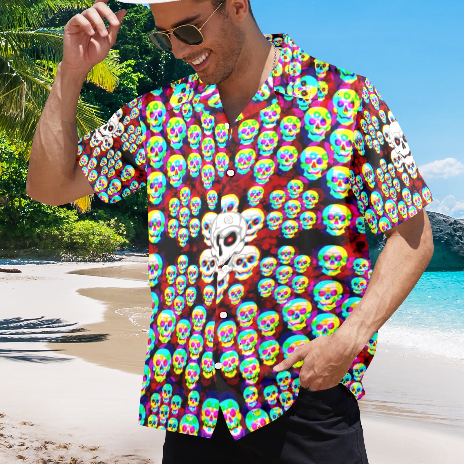 Men's All Over Print Hawaiian Shirt Made In USA Ships to USA Only