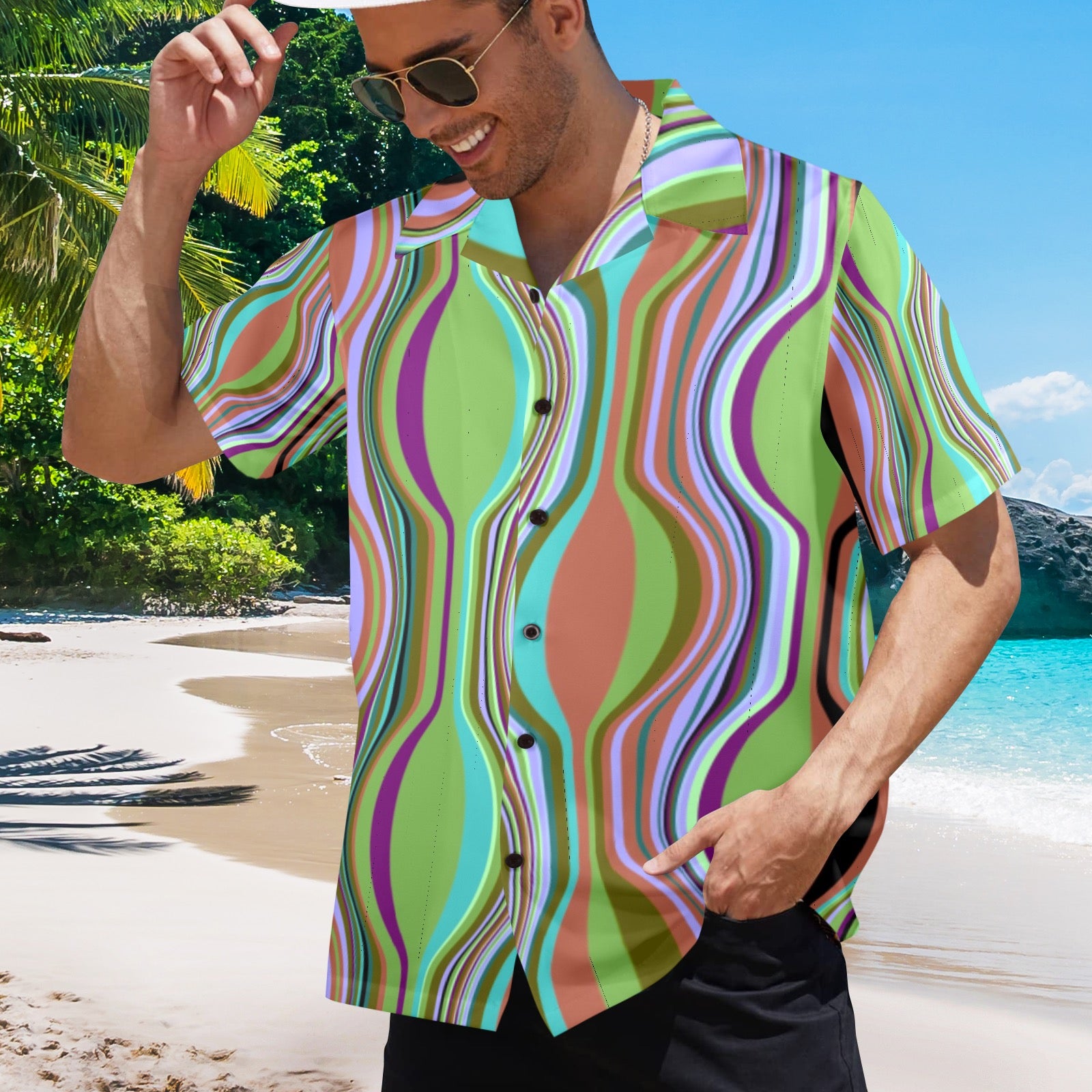 Men's All Over Print Hawaiian Shirt Made In USA Ships to USA Only