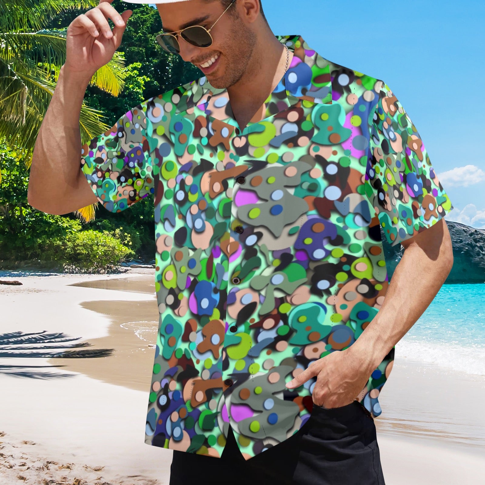 Men's All Over Print Hawaiian Shirt Made In USA Ships to USA Only