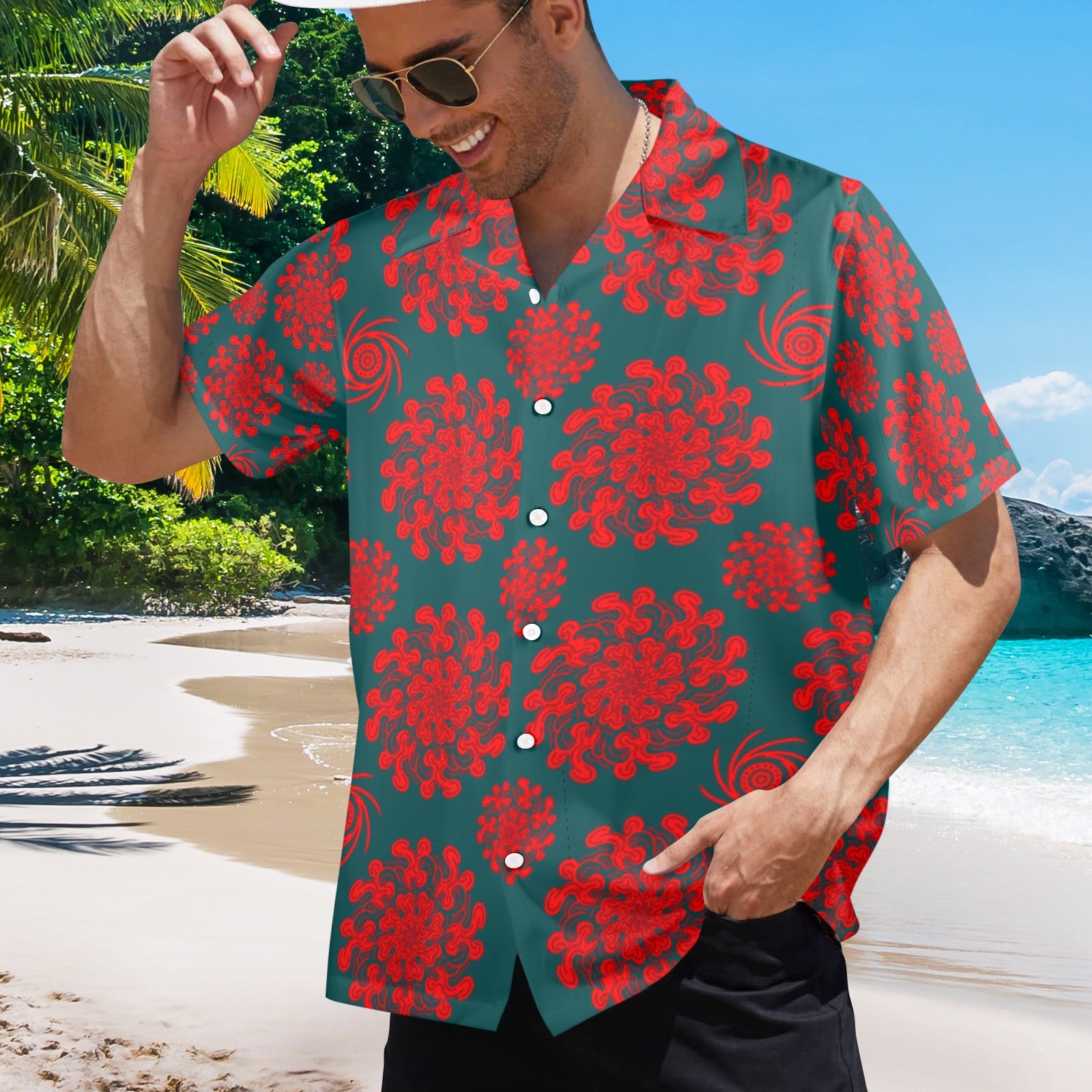 Men's All Over Print Hawaiian Shirt Made In USA Ships to USA Only