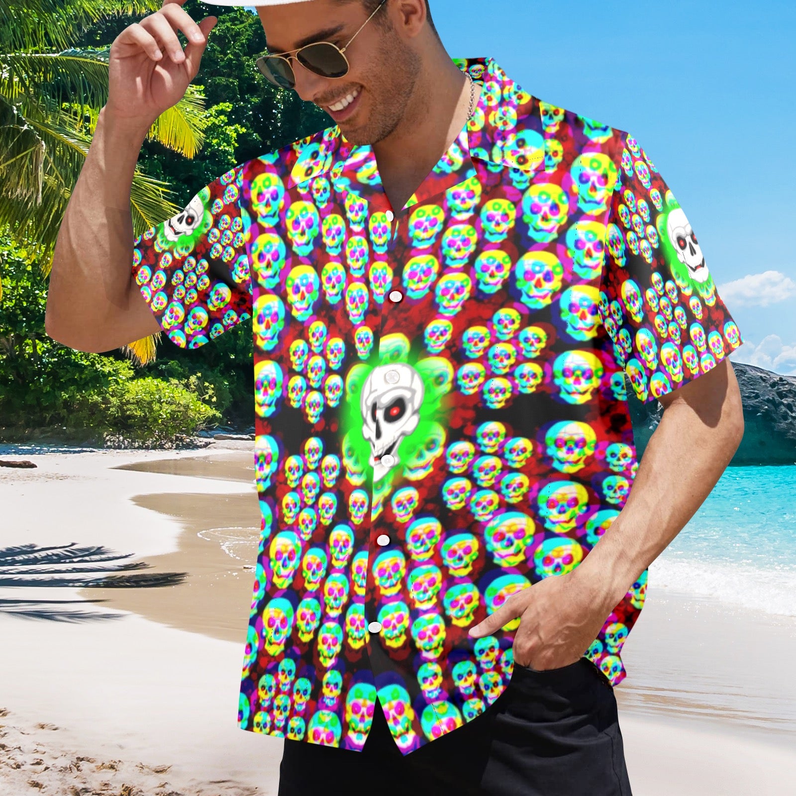 Men's All Over Print Hawaiian Shirt Made In USA Ships to USA Only
